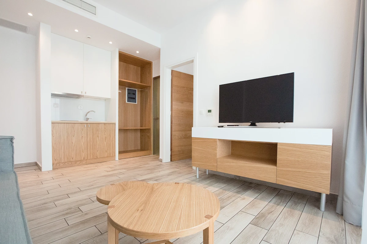 Fully equipped kitchen in apartment at Suites Sole, Keramoti Greece