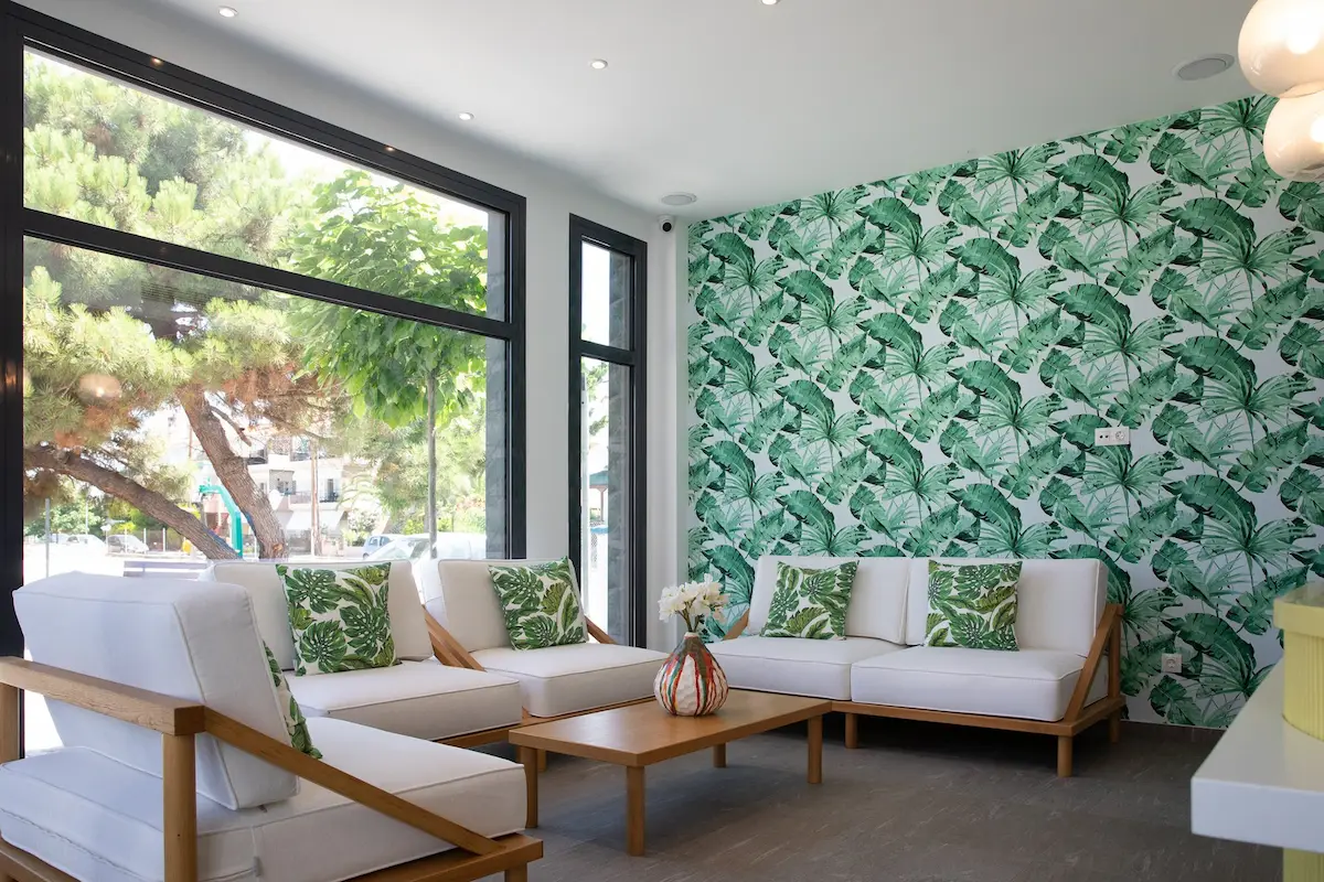 Tropical lounge at Suites Sole boutique hotel, Keramoti